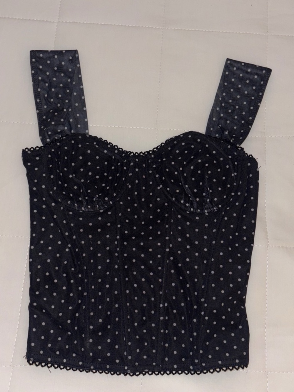 Black Polka Dot Bustier Tank Top